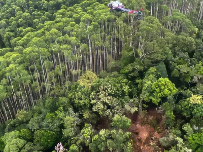 Corpos de ocupantes de helicóptero são encontrados junto aos destroços