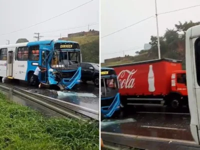Ônibus do Transcol se envolvem em acidente em Viana