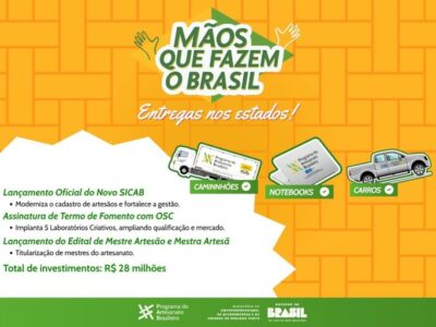 Governo do Brasil anuncia cerca de R$ 28 milhões para ampliar formalização e fortalecer o artesanato